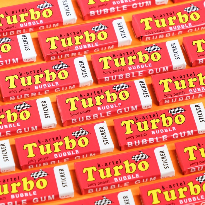 

Жевательная резинка Turbo со вкусом персика с наклейкой, 14 г