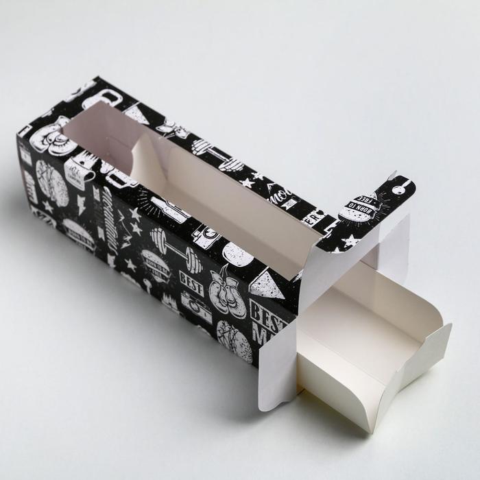 Коробка для макарун, кондитерская упаковка «For strong man», 5.5 х 18 х 5.5 см - фото 1905721314