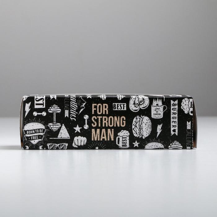 Коробка для макарун, кондитерская упаковка «For strong man», 5.5 х 18 х 5.5 см - фото 1905721315