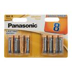 Батарейка алкалиновая Panasonic Alkaline Power, AA, R06-8BL, 1.5В, блистер, 8 шт. - Фото 1