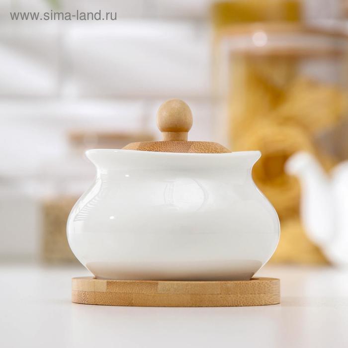 УЦЕНКА Сахарница на деревянной подставке с ложкой «Эстет» - Фото 1