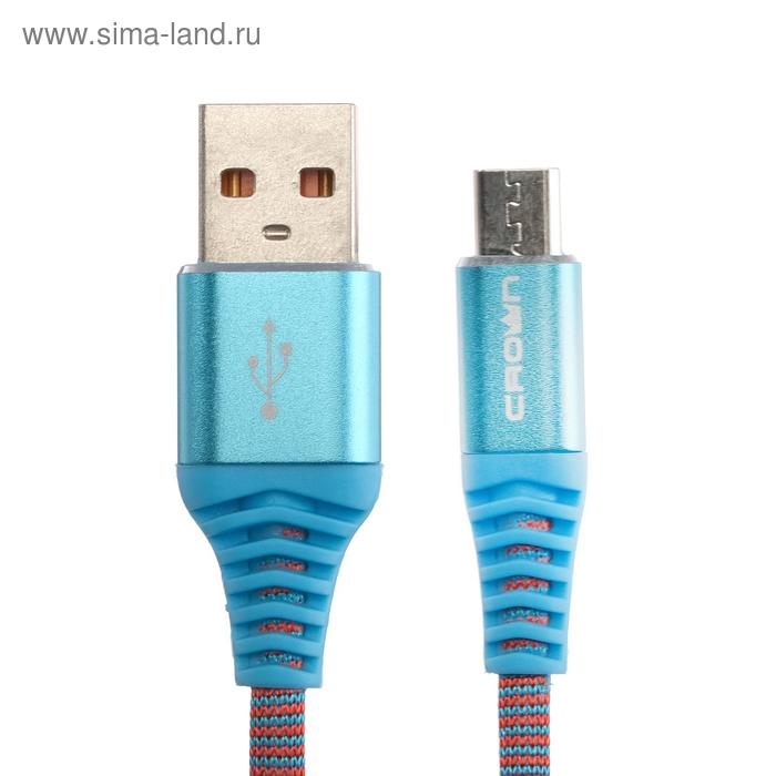 Кабель Crown CMCU-3102M, micro USB - USB, 2 А, 1 м, сине-красный - Фото 1