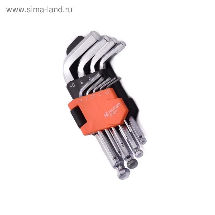 Набор ключей имбусовых HARDEN 540603, HEX, CrV, 9 шт., 1.5-10 мм, с шаром - Фото 1