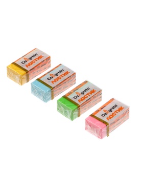 Набор 8 штук ластиков прямоугольных Пастельные МИКС, в бумажном держателе (штрихкод на штуке) 653950