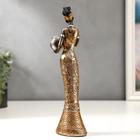 Сувенир полистоун "Африканка с кувшином, в платье с золотыми цветами" МИКС 26х7х5 см 5120493