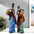 Сувенир полистоун "Африканка в цветном платье, с корзиной фруктов" МИКС 32,5х10х8 см - фото 2923468