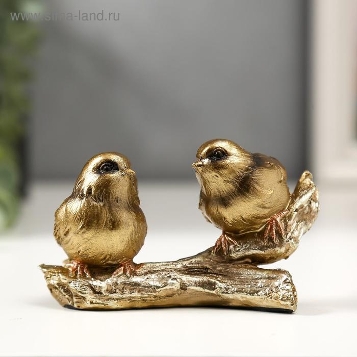 Фигурка полистоун «Два золотых воробышка на ветке», 6.5×11×5.5 см
