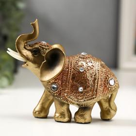 Сувенир полистоун 'Слонёнок в золотой попоне с кристаллами' 10,5х11х4,5 см