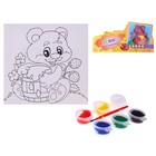 Роспись по холсту "Медвежонок с бочонком", 15 х 15 см - Фото 1