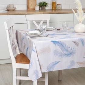 Клеёнка на стол на тканевой основе «Перья», ширина 137 см, рулон 20 метров, толщина 0,25 мм, цвет серый