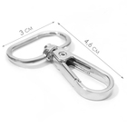 Карабин металлический, 46×30 мм / 25×2.5 мм, 5 шт., цвет серебряный - Фото 2