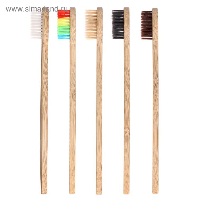 Бамбуковая зубная щётка средней жёсткости, микс цветов - Фото 1