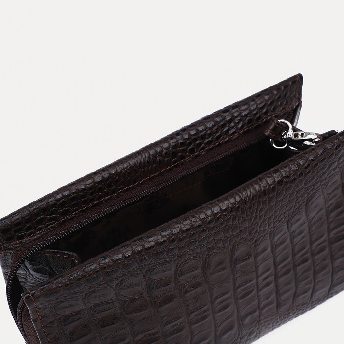 Косметичка на молнии, с ручкой, цвет коричневый 5487349