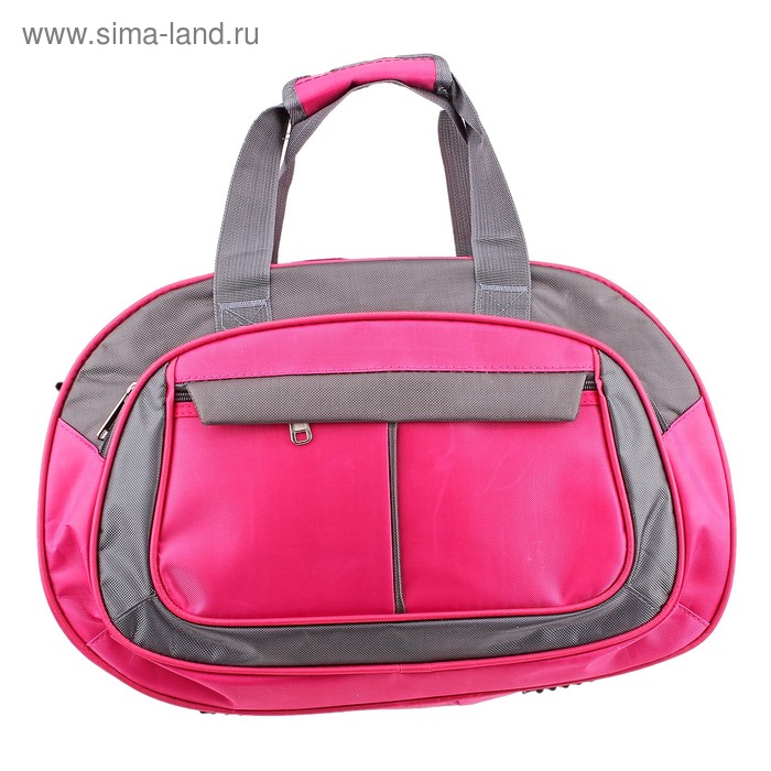 Сумка дорожная "Фортуна" 1 отдел, 2 наружных кармана, длинный ремень, малиново-серая - Фото 1