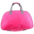 Сумка дорожная "Фортуна" 1 отдел, 2 наружных кармана, длинный ремень, малиново-серая - Фото 3