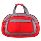 Сумка дорожная "Фортуна" 1 отдел, 2 наружных кармана, длинный ремень, красно-серая - Фото 1