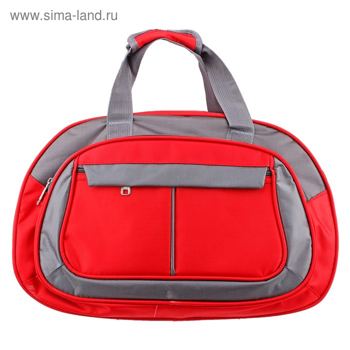 Сумка дорожная "Фортуна" 1 отдел, 2 наружных кармана, длинный ремень, красно-серая - Фото 1