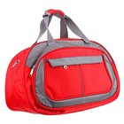 Сумка дорожная "Фортуна" 1 отдел, 2 наружных кармана, длинный ремень, красно-серая - Фото 2