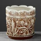 Горшок для цветов "Поляна", коричнево-белый, керамика, 6 л - Фото 2