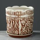 Горшок для цветов "Поляна", коричнево-белый, керамика, 6 л - Фото 3