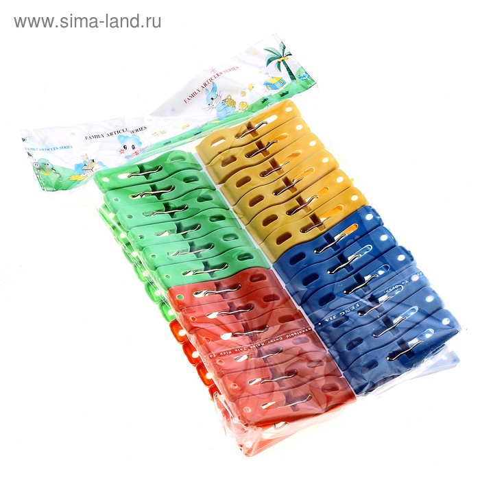 Прищепки разноцветные, в наборе 24 шт - Фото 1