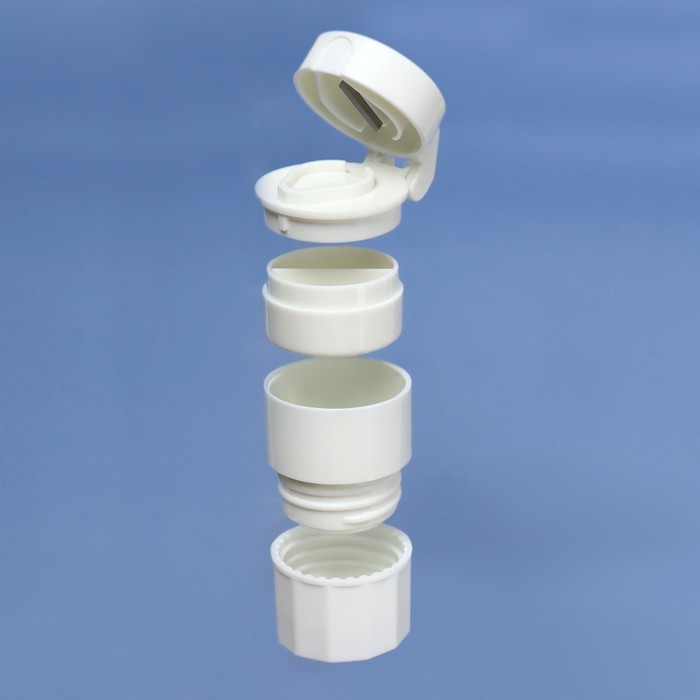 Таблетница с таблеторезкой, размельчителем и мензуркой, d = 4 × 6,5 см, цвет белый - фото 1911172948