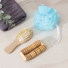 Набор банный Доляна, 3 предмета: мочалка, расчёска, массажёр, цвет МИКС - Фото 4