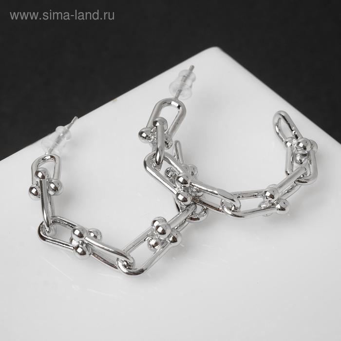 

Серьги-кольца «Цепи» модерн, d=4, цвет серебро