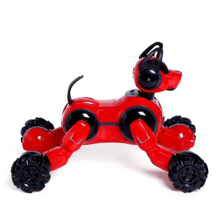 Робот собака Stunt, на пульте управления, интерактивный: звук, свет, на аккумуляторе, красный - фото 1905721886