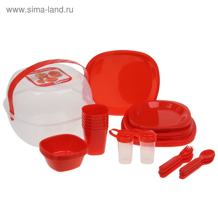 Набор посуды для пикника "Сфера", 47 предметов, цвет МИКС - Фото 1
