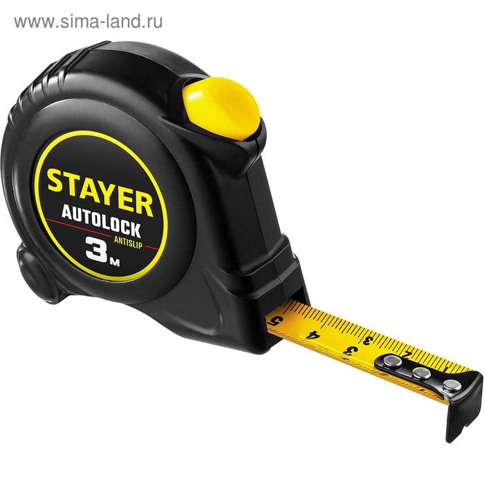 Рулетка STAYER АutoLock 2-34126-03-16_z02, с автостопом, 3м х 16мм - Фото 1