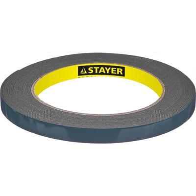 Лента клейкая STAYER Professional 12233-09-05, на вспененной основе, черная, 9мм х 5м
