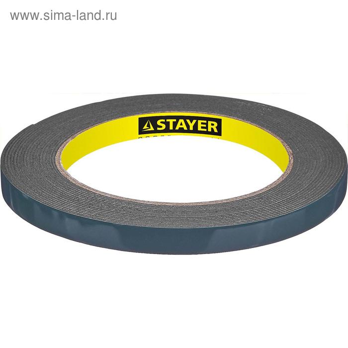 Лента клейкая STAYER Professional 12233-09-05, на вспененной основе, черная, 9мм х 5м - Фото 1