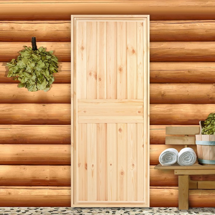 Дверь для бани и сауны, 170×70 см, деревянная, хвоя - Фото 1