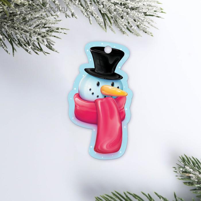 Шильдик на подарок «Снеговичок», 4,4 × 8,0 см - Фото 1