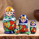 Матрешка деревянная «Синее платье», 5-кукольная, 10 см, ручная роспись - Фото 1