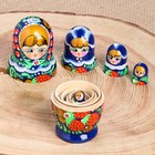 Матрешка деревянная «Синее платье», 5-кукольная, 10 см, ручная роспись - Фото 4