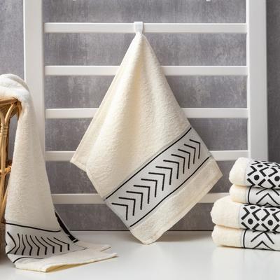 Полотенце махровое "Стрелки" молочное 30х70 см, 100% хлопок, 370гр/м2