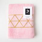 Полотенце махровое "Ромбы" розовое 50х90 см, 100% хлопок, 370гр/м2 - фото 24195564