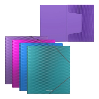 Папка на резинке А5+, 550 мкм, ErichKrause Diagonal Vivid, корешок 5 мм, до 300 листов, микс
