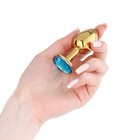 Анальная пробка Оки-Чпоки, золотая, кристалл голубой, D = 27 мм - Фото 3