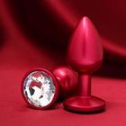 Анальная пробка с кристаллом, красная, d=28 мм - Фото 1