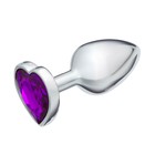 Анальная пробка Оки- Чпоки, серебряная, кристалл фиолетовый, в форме сердца, D = 28 мм - Фото 2