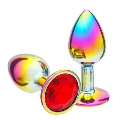 Анальная пробка «Хамелеон», кристалл красный, d=28 мм