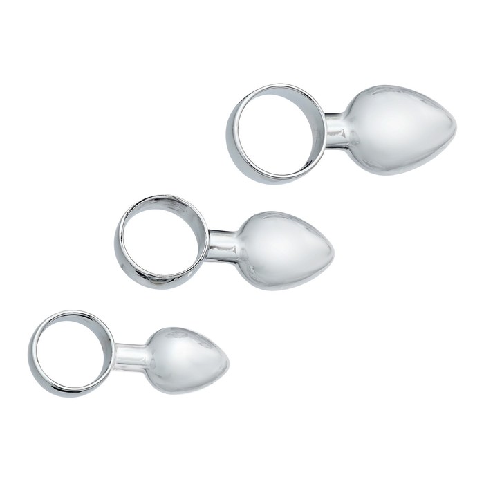 Анальная пробка с кольцом, набор 3 штуки, d=17;20;23 мм - Фото 1