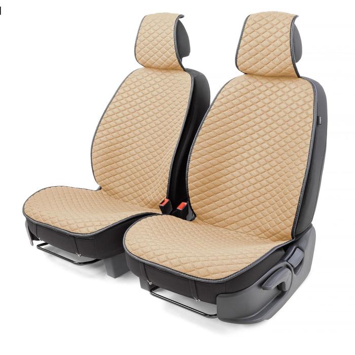 Накидки на передние сиденья Car Performance, 2 шт, fiberflax (лен), ромб, бежевый - Фото 1
