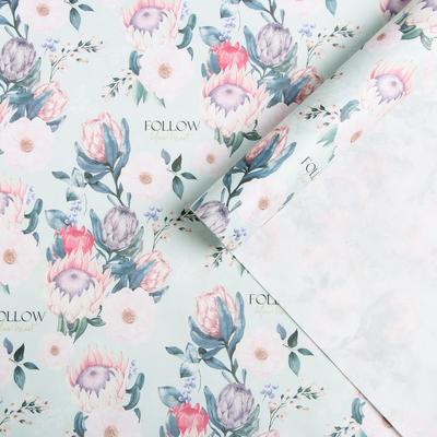 Бумага упаковочная крафтовая «Flowers», 50 х 70 см