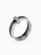 Кольцо керамическое «Дуэт», чёрное в серебре, 18 размер - Фото 1