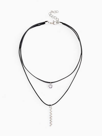 Чокер «Две нити» ступенька из страз, цвет белый, 35.5 см