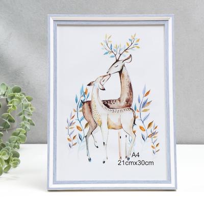 Фоторамка для фото формат А4 «Белая с сиренью», пластик, 32.7×23.7 см